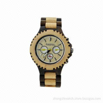 Luxury Chrono Wooden Watch, Made of Black Sandalwood, A601 Movement, 6 Hands Working